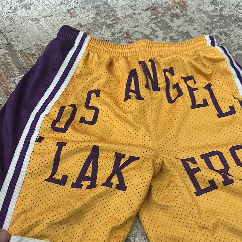 Mitchell & Ness Yellow and Purple Lakers Shorts